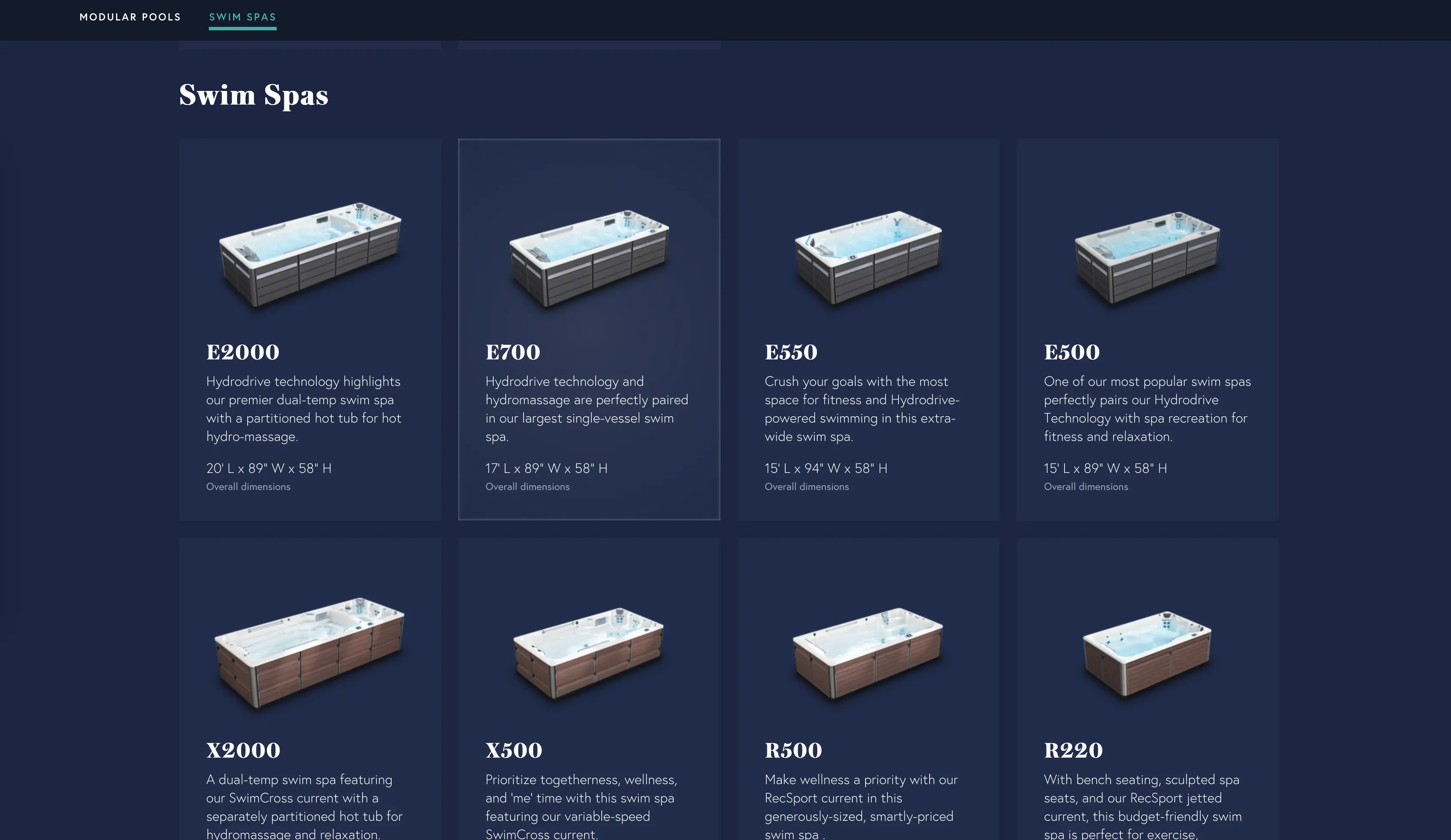 Screenshot of the Endless Pools 3D Product Configurator